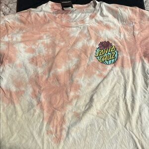 Santa Cruz Skateboards Kids Tie-Dye T-Shirt - Pink and White